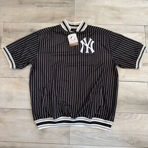 Vintage Stitches NY New York Yankees Pinstripe Quarter Zip Jersey 3XL Black XXXL